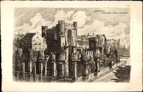 Künstler Ak Gand Gent Ostflandern, Chateau des Comtes
