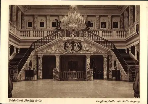 Ak Biebrich am Rhein Wiesbaden in Hessen, Empfangshalle mit Kellereingang, Sektkellerei Henkell