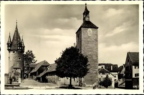 Ak Lindau im Bodensee, Peterskirche und Diebsturm
