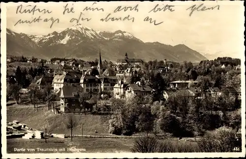 Ak Traunstein in Oberbayern, Ortsansicht mit Hochgern