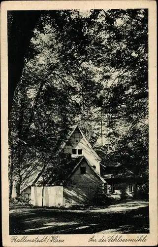 Ak Ballenstedt im Harz, Partie an der Schlossmühle, Wald