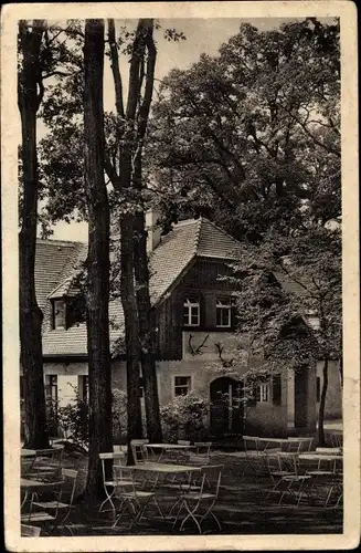 Ak Moritzburg in Sachsen, Jagdschloss, Terrasse der Kurfürstlichen Jagdschenke