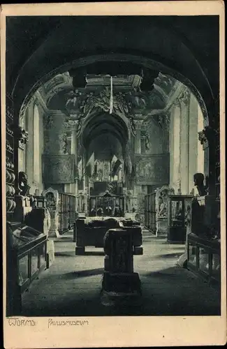 Ak Worms am Rhein, Paulusmuseum, Innenansicht, Exponate