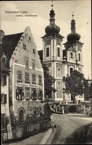 Ak Donaueschingen, Katholische Stadtkirche, Feinbäckerei