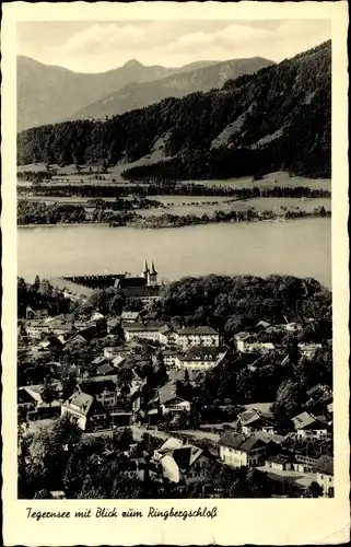 Ak Tegernsee in Oberbayern, Ortsansicht mit Blick zum Ringbergschloss