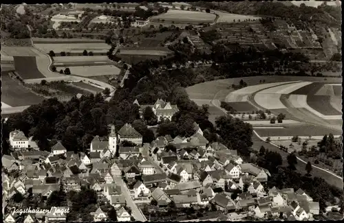 Ak Jagsthausen in Württemberg, Blick auf den Ort, Felder, Fliegeraufnahme