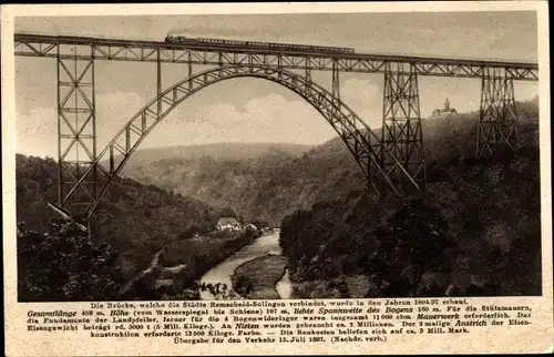 Ak Remscheid im Bergischen Land, Riesenbrücke mit Schloss Küppelstein