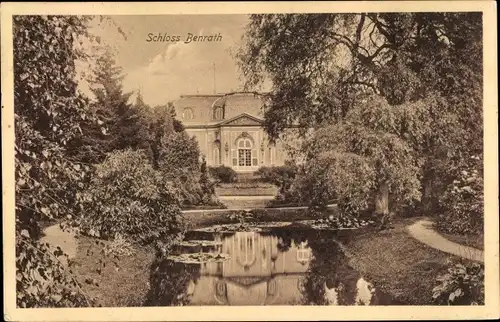 Ak Benrath Düsseldorf am Rhein, Schloss, Außenansicht, Teich