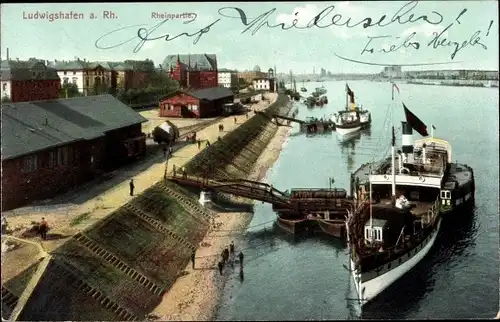 Ak Ludwigshafen am Rhein, Rheinpartie, Schiffe, Anleger
