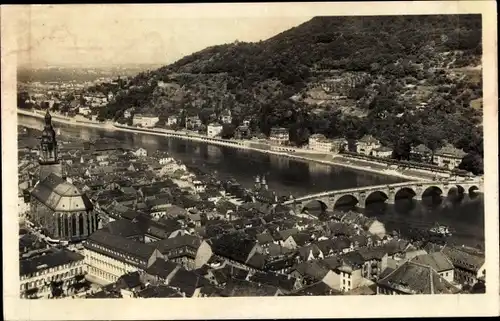Ak Heidelberg am Neckar, Blick von Goethes Lieblingsplätzchen im Stückgarten, Brücke