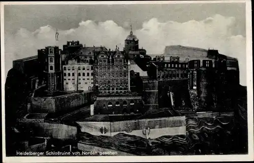 Ak Heidelberg am Neckar, Schlossruine von Norden gesehen