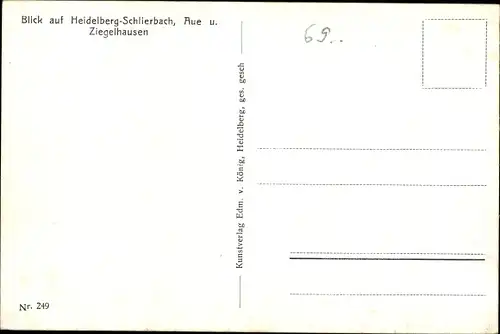 Ak Schlierbach Heidelberg, Panorama, Aue und Ziegelhausen, Brücke