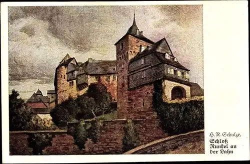 Künstler Ak Schulze, H. R., Runkel an der Lahn, Schloss