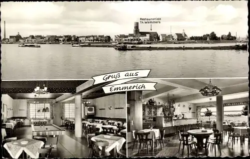 Ak Emmerich am Niederrhein, Restaurant zum Anker, Ortsblick vom Wasser aus, Schiffe