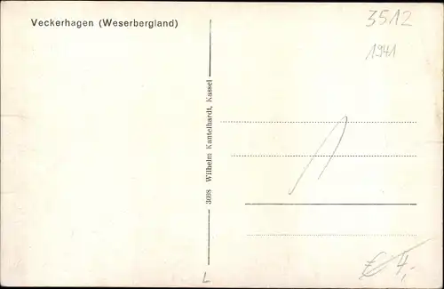 Ak Veckerhagen Reinhardshagen Weser, Gesamtansicht, Reinhardswald, Kasselerstraße