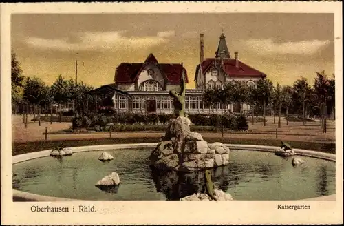 Ak Oberhausen im Ruhrgebiet, Kaisergarten, Brunnen