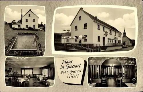 Ak Kempenich in der Eifel, Wirtshaus in Spessart, Außenansicht, Schwimmbecken, Saal