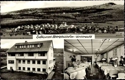 Ak Oberzeuzheim Hadamar in Hessen, Pension Tannenwald, Speisesaal , Panorama