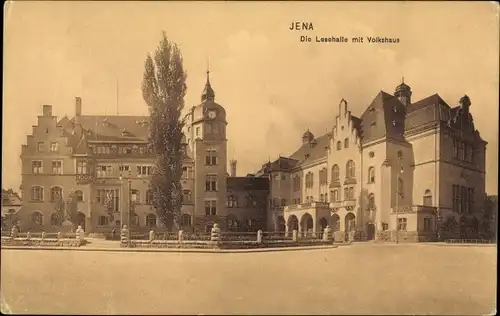 Ak Jena Thüringen, Die Lesehalle mit Volkshaus