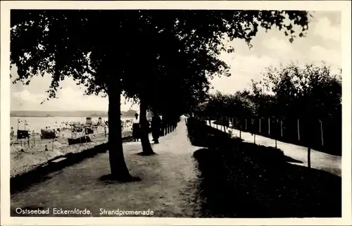 Ak Eckernförde in Schleswig Holstein, Strandpromenade, Passanten