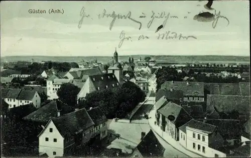 Ak Güsten im Salzlandkreis, Straßenpartie mit Blick über die Dächer