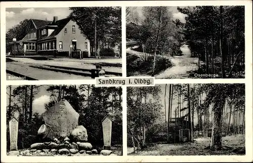 Ak Sandkrug Hatten in Oldenburg, Bahnhof, Osenberge, Kriegerdenkmal, Kinderheim