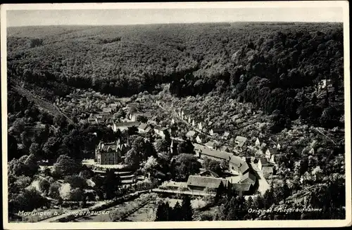 Ak Morungen Sangerhausen Südharz, Blick auf den Ort, Fliegeraufnahme