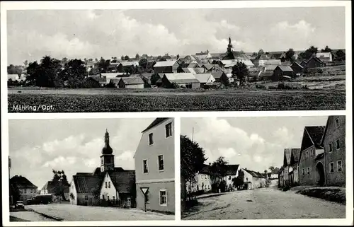 Ak Mähring Oberpfalz, Gesamtansicht mit Straßenpartie und Kirchturm