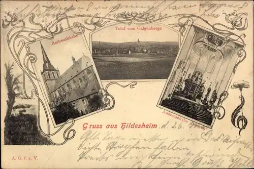 Ak Hildesheim in Niedersachsen, Gesamtansicht vom Galgenberge, Andreaskirche