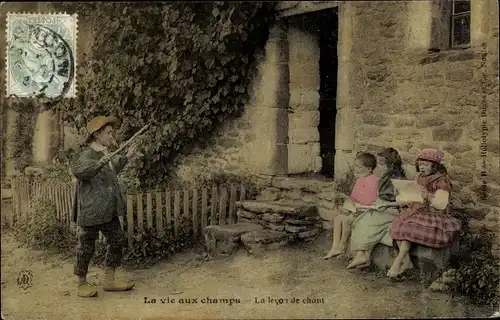 Ak La vie aux Champs, Kinder beim Singen, Musikunterricht