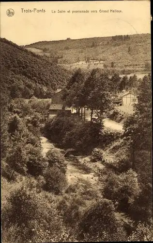 Ak Trois Ponts Dreibrücken Wallonien Lüttich, La Salm et promenade vers Grand Halleux