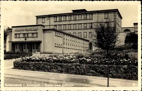 Ak Dzierżoniów Reichenbach Eulengebirge Schlesien, Turnhalle, Festhalle