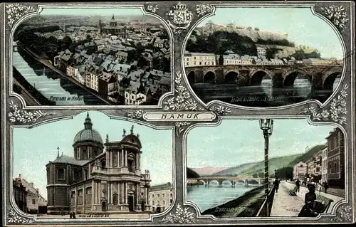 Ak Namur Wallonien, La Cathedrale, Pont de Jambes, Citadelle, Promenade