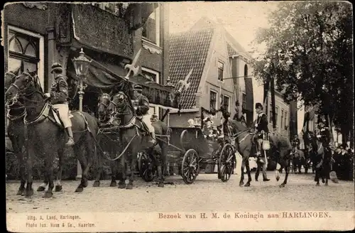 Ak Harlingen Friesland Niederlande, Bezoek van H. M. de Koningin
