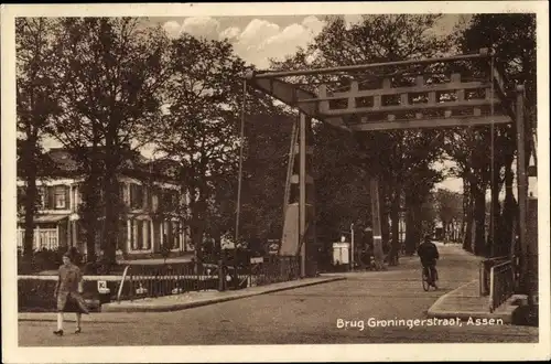 Ak Assen Drenthe Niederlande, Brug Groningerstraat
