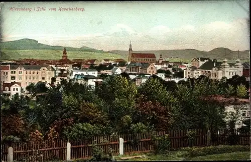 Ak Hirschberg Riesengebirge Schlesien, Totale vom Kavalierberg aus