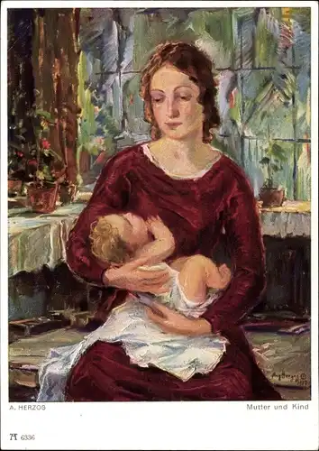 Künstler Ak Herzog, A., Mutter und Kind, Ackermann 6336
