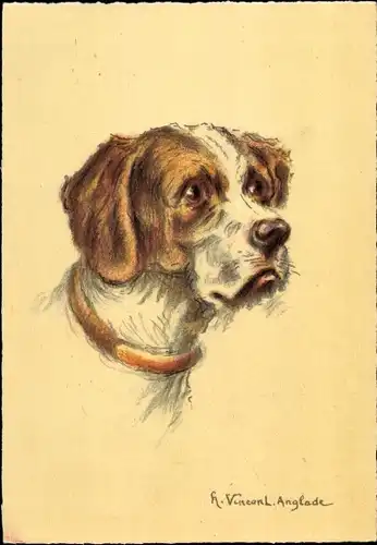 Künstler Ak Vincent, H., Hundeportrait, Braque Saint Germain