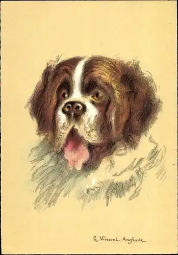 Künstler Ak Vincent, H., Hundeportrait, Bernhardiner, Saint Bernard