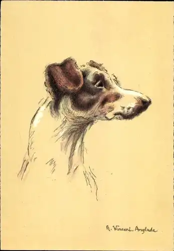 Künstler Ak Vincent, H., Hundeportrait, Foxterrier