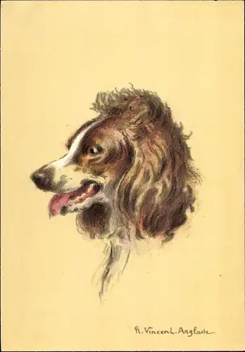 Künstler Ak Anglade, H. Vincent, Espagneule Pont Audemer, Hundeportrait