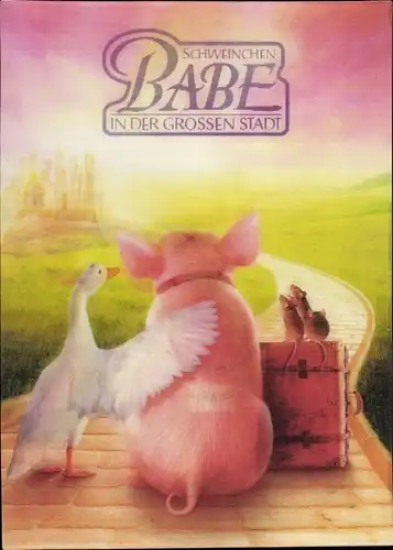 3D Ak Schweinchen Babe in der großen Stadt, Filmplakat, 1999