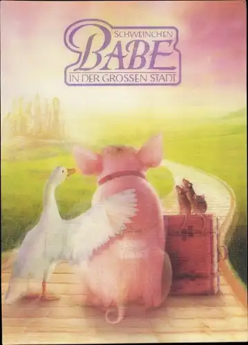 3D Ak Schweinchen Babe in der großen Stadt, Filmplakat, 1999