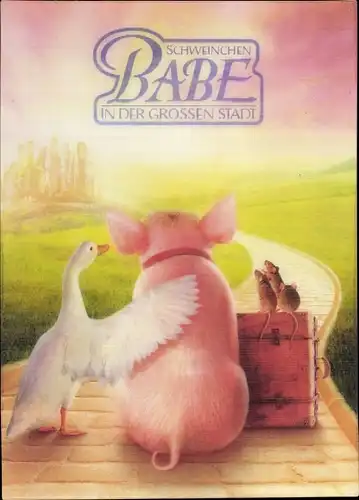 3D Ak Schweinchen Babe in der großen Stadt, Filmplakat, 1999