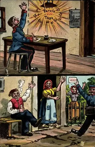 Ak Reserve, Parole 300 Tage, Soldat schreibt Brief nach Hause