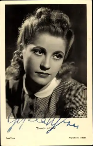 Ak Schauspielerin Gisela Uhlen, Portrait, Autogramm