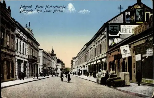 Ak Beograd Belgrad Serbien, Fürst Michaelstraße