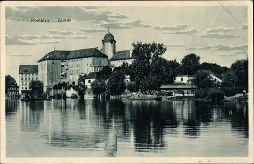 Ak Kostelní Bříza Kirchenbirk Březová u Sokolova Brösau Region Karlsbad, Zamek