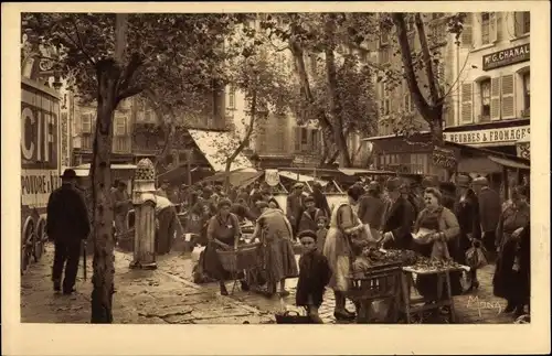 Ak Toulon Var, Scenes pittoresques du marche du Cours Lafayette