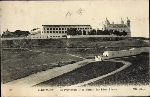 Ak Carthage Karthago Tunesien, Basilique Primatiale et la Maison des Peres Blancs
